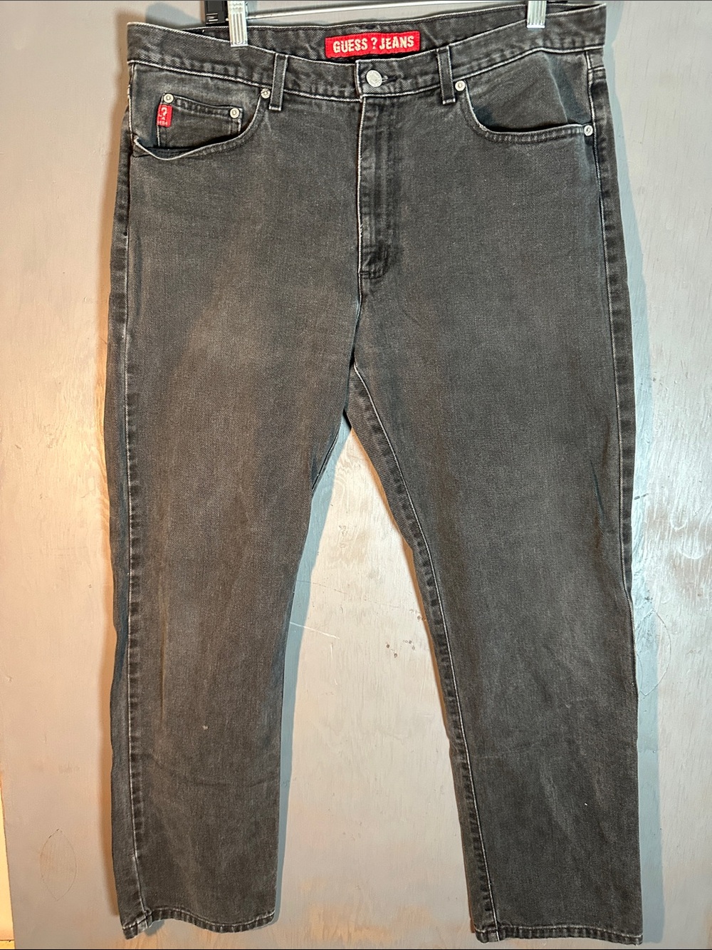 Guess Men's Washed Black Straight Jeans